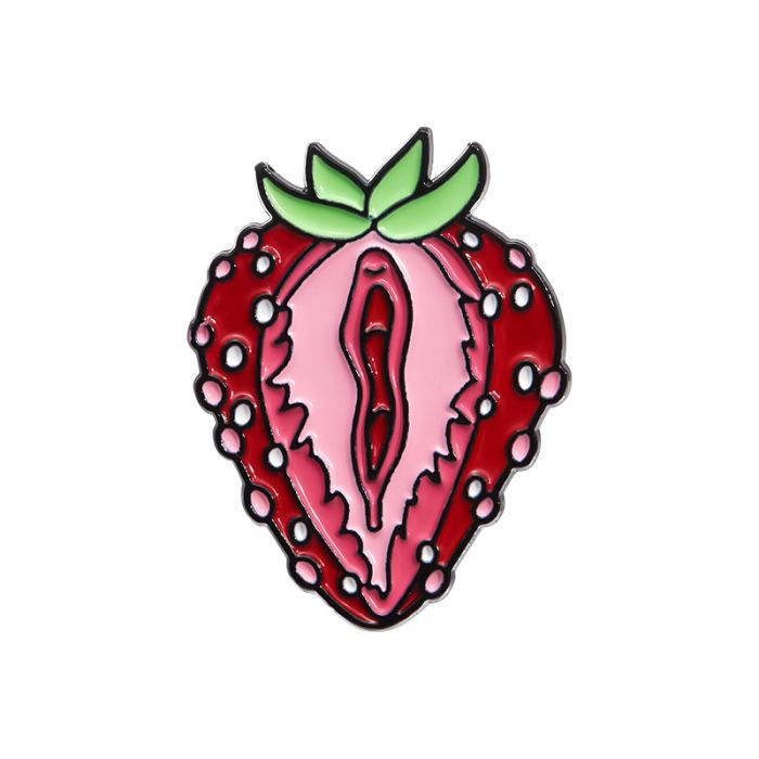 Strawberry Pussy Enamel Pin Badge