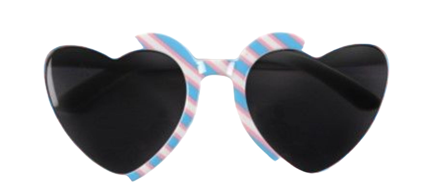 Transgender pride heart shaped sunglasses