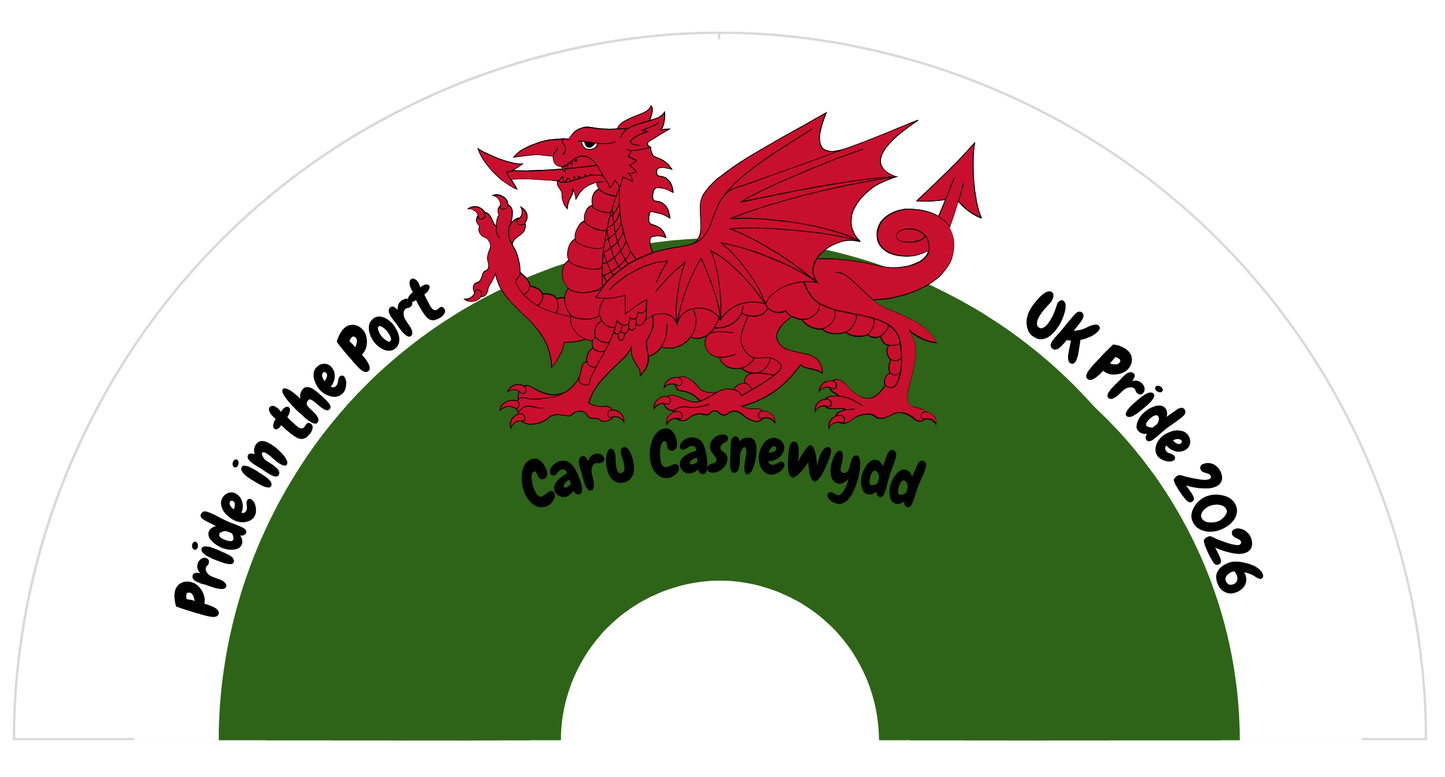 XL Pride Clacking Fan – Welsh Flag “Pride in the Port” UK Pride 2026 Edition